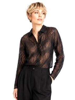 Tania Nardi Handmade Black Taupe Mesh Blouse